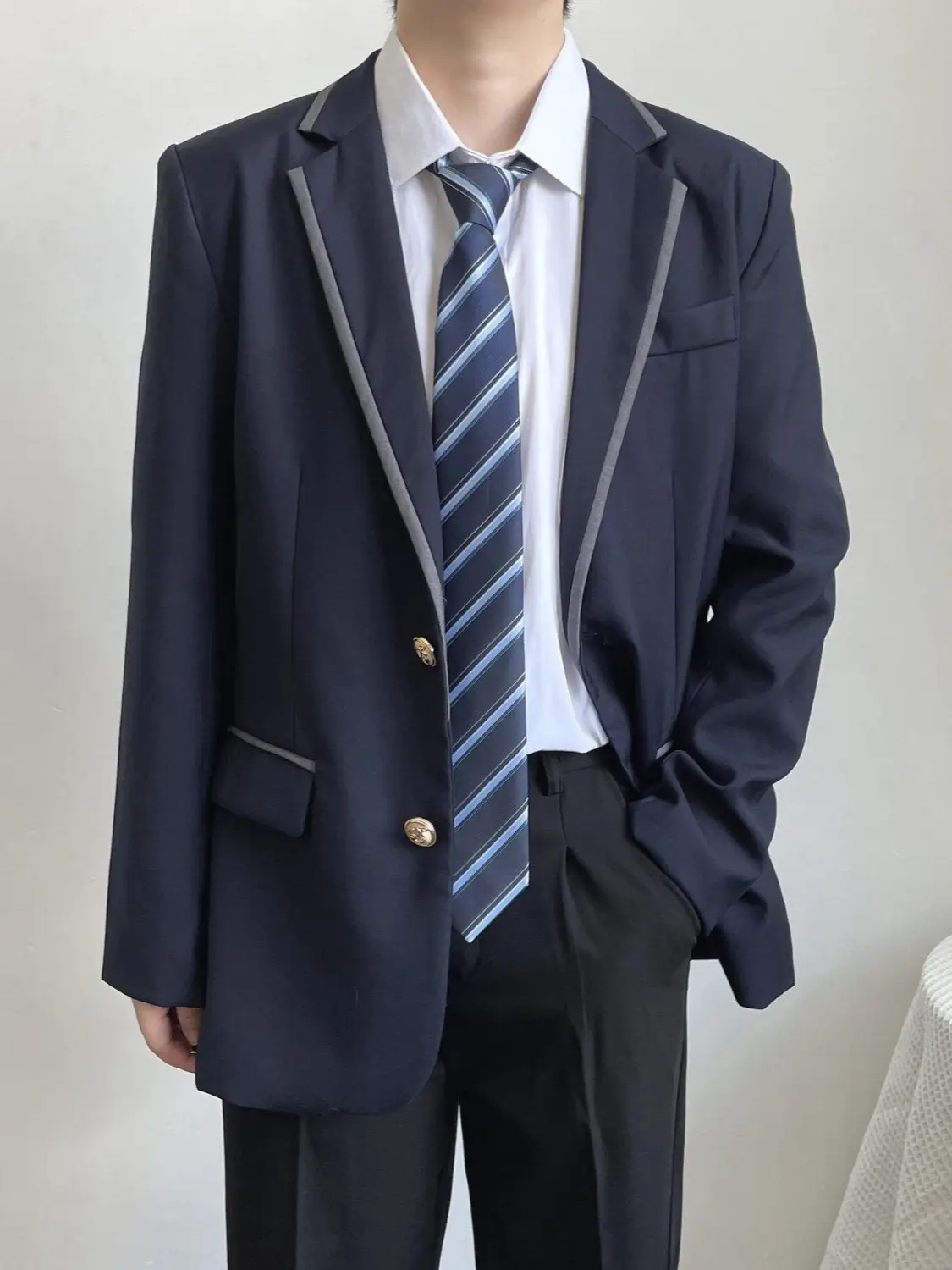 Navy Blue British Style Suit for Boys School Uniform