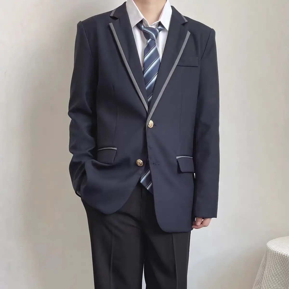 Navy Blue British Style Suit for Boys School Uniform — feature 1