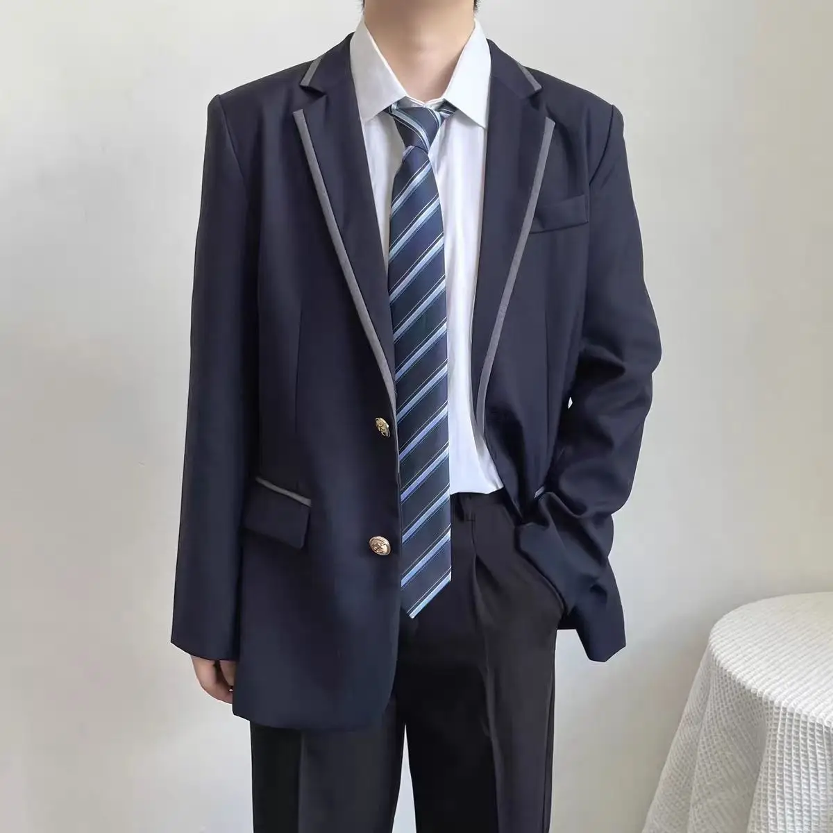 Navy Blue British Style Suit for Boys School Uniform — feature 6