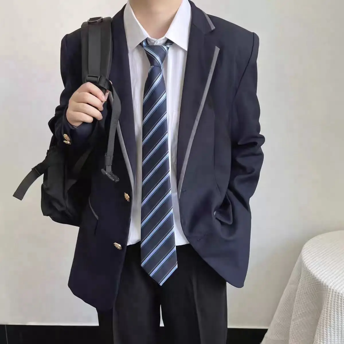 Navy Blue British Style Suit for Boys School Uniform — feature 7