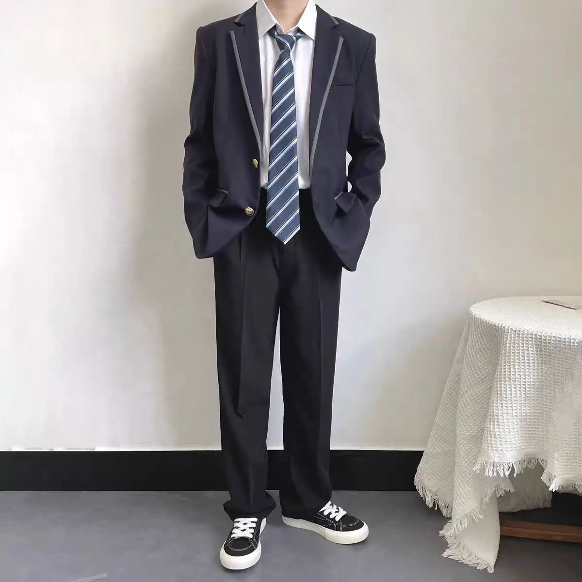 Navy Blue British Style Suit for Boys School Uniform