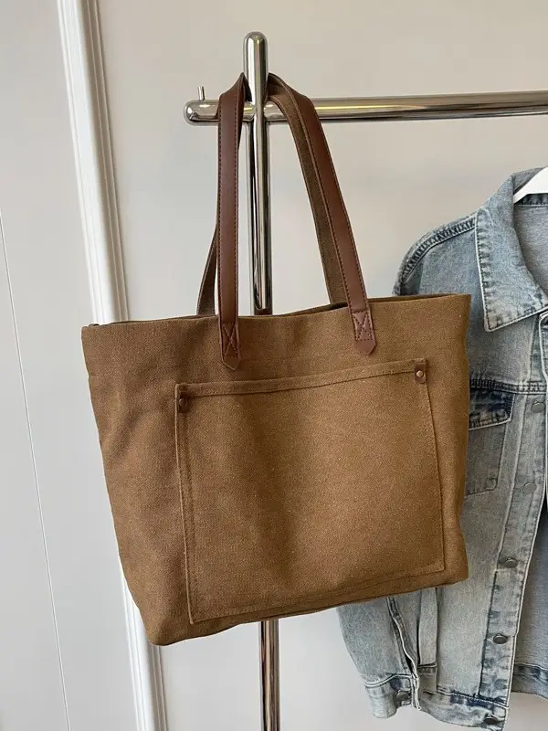 2026 Large Capacity Women's Canvas Tote Bag Brown
