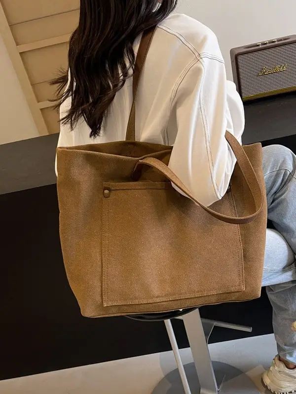 2026 Large Capacity Women's Canvas Tote Bag Brown