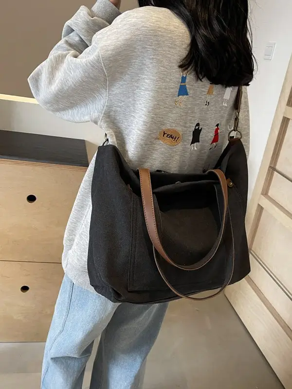 2026 Large Capacity Women's Canvas Tote Bag Brown