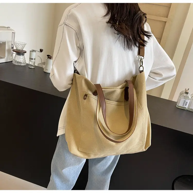 2026 Large Capacity Women's Canvas Tote Bag Brown — feature 13