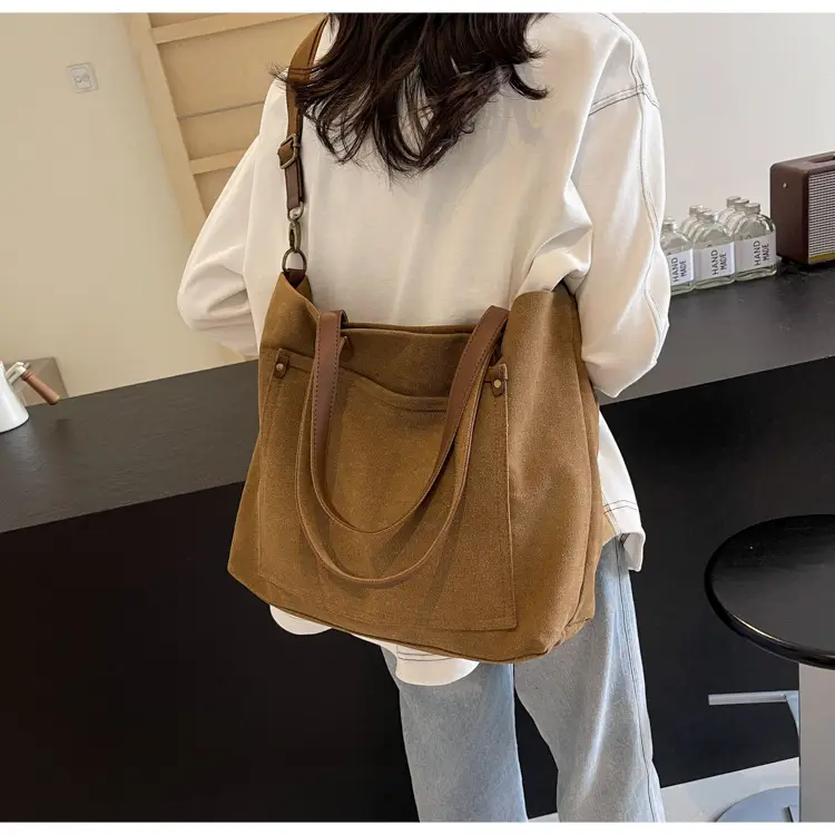 2026 Large Capacity Women's Canvas Tote Bag Brown — feature 15