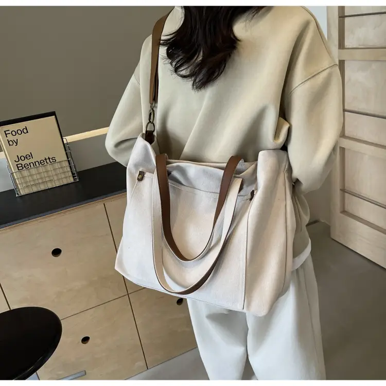 2026 Large Capacity Women's Canvas Tote Bag Brown — feature 20