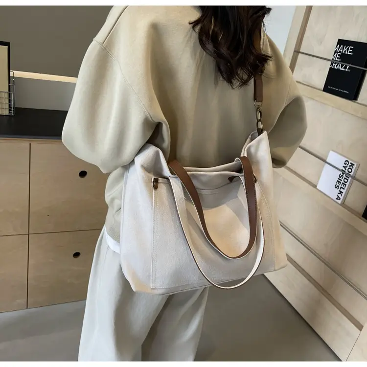 2026 Large Capacity Women's Canvas Tote Bag Brown — feature 21