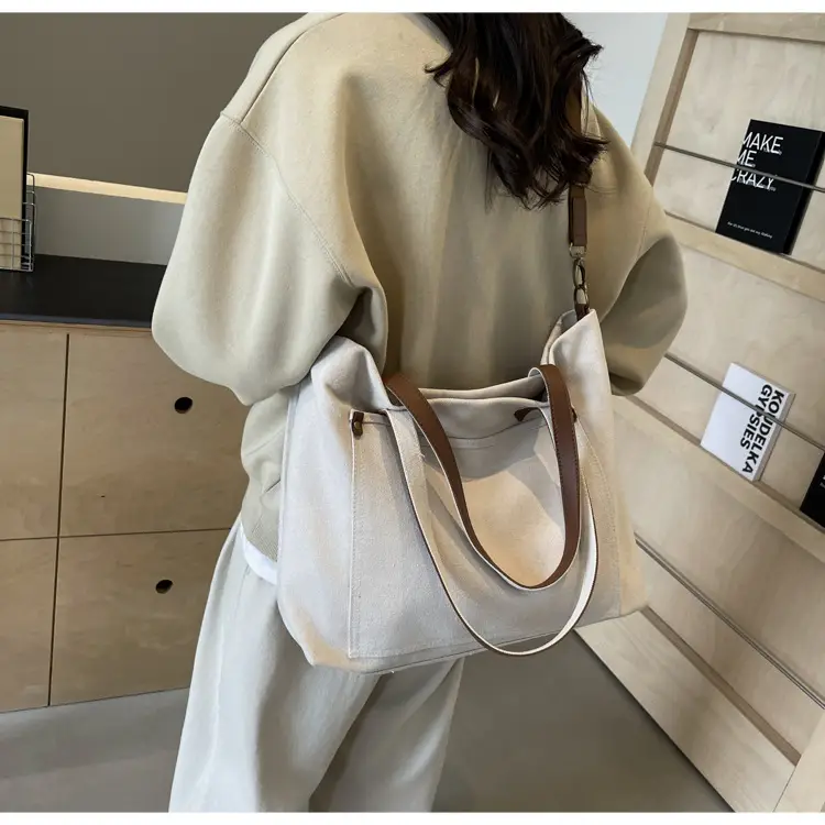 2026 Large Capacity Women's Canvas Tote Bag Brown — feature 22