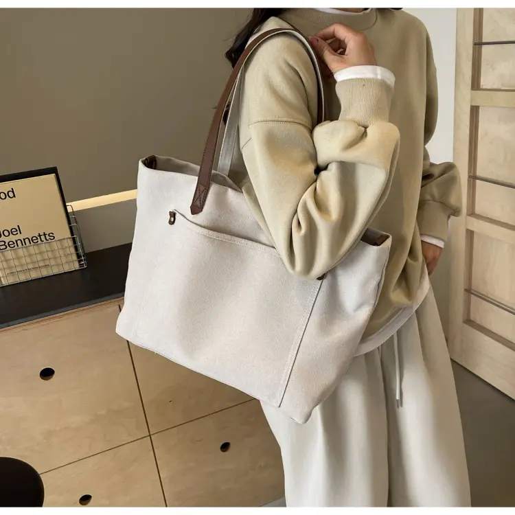 2026 Large Capacity Women's Canvas Tote Bag Brown — feature 23