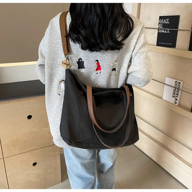 2026 Large Capacity Women's Canvas Tote Bag Brown — feature 25