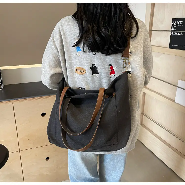 2026 Large Capacity Women's Canvas Tote Bag Brown — feature 26