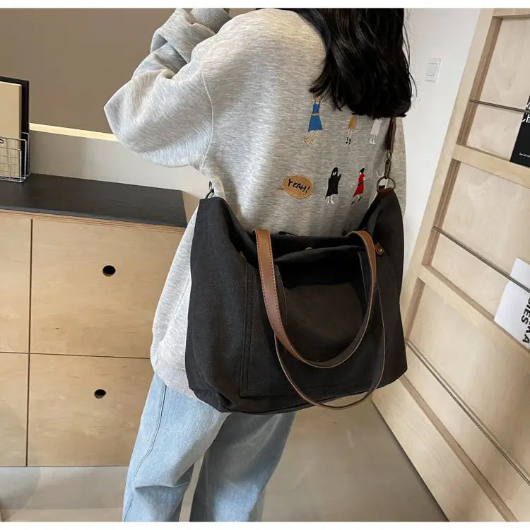 2026 Large Capacity Women's Canvas Tote Bag Brown — feature 27