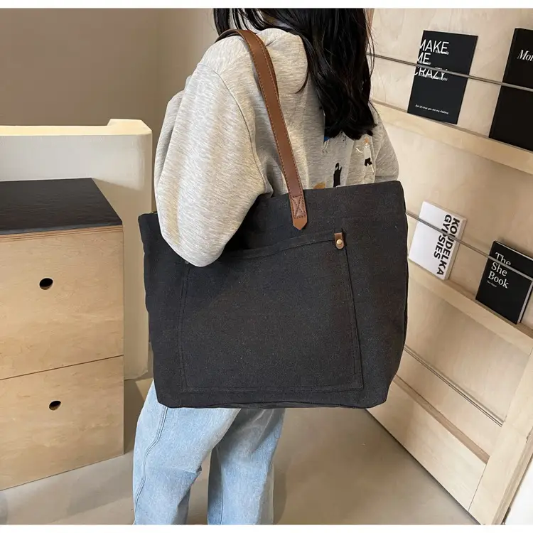 2026 Large Capacity Women's Canvas Tote Bag Brown — feature 28