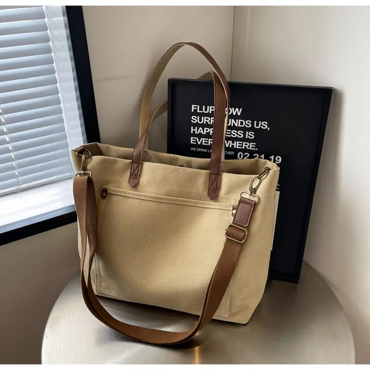 2026 Large Capacity Women's Canvas Tote Bag Brown — feature 29