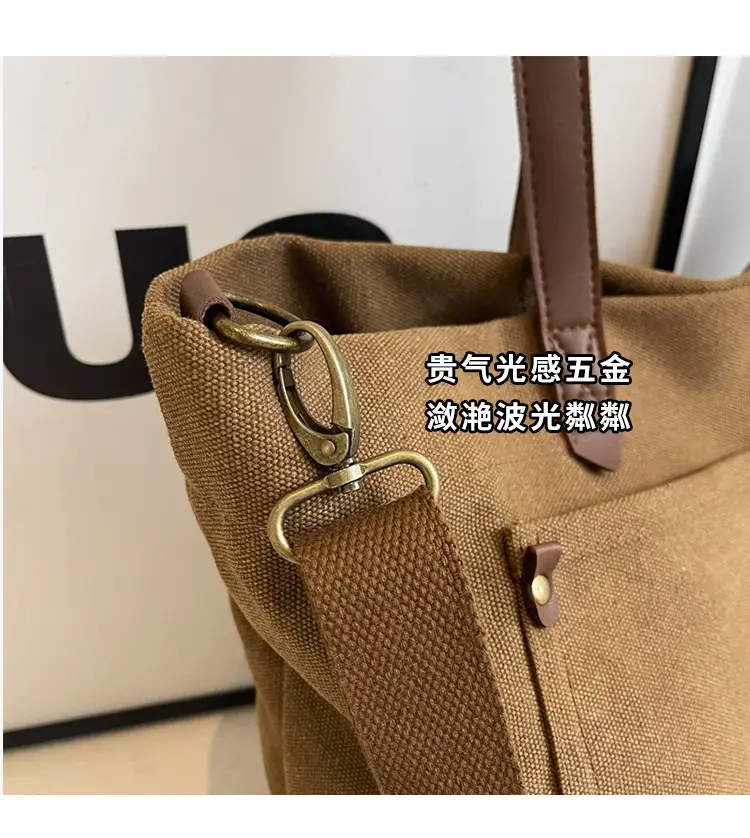 2026 Large Capacity Women's Canvas Tote Bag Brown — feature 3