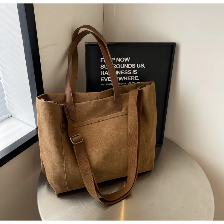 2026 Large Capacity Women's Canvas Tote Bag Brown — feature 32