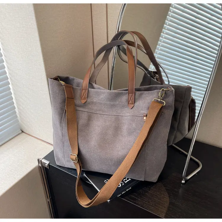 2026 Large Capacity Women's Canvas Tote Bag Brown — feature 33
