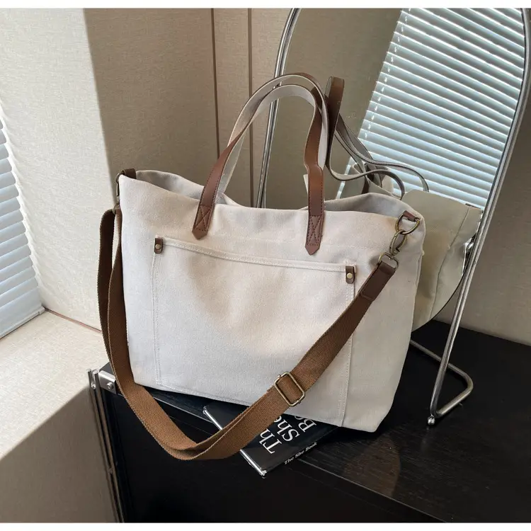 2026 Large Capacity Women's Canvas Tote Bag Brown — feature 34