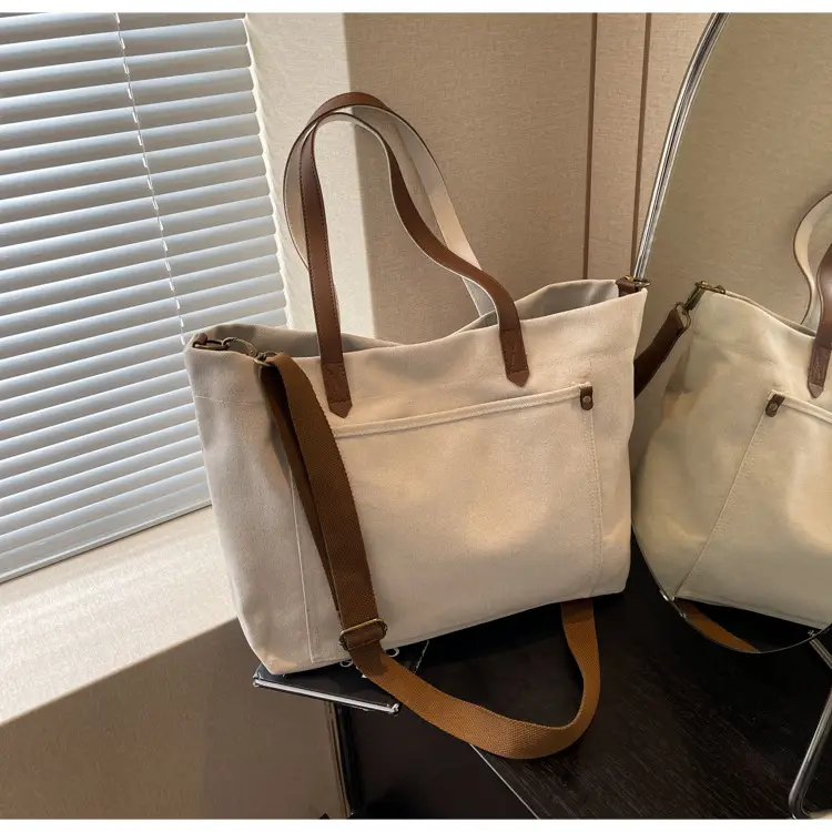 2026 Large Capacity Women's Canvas Tote Bag Brown — feature 35
