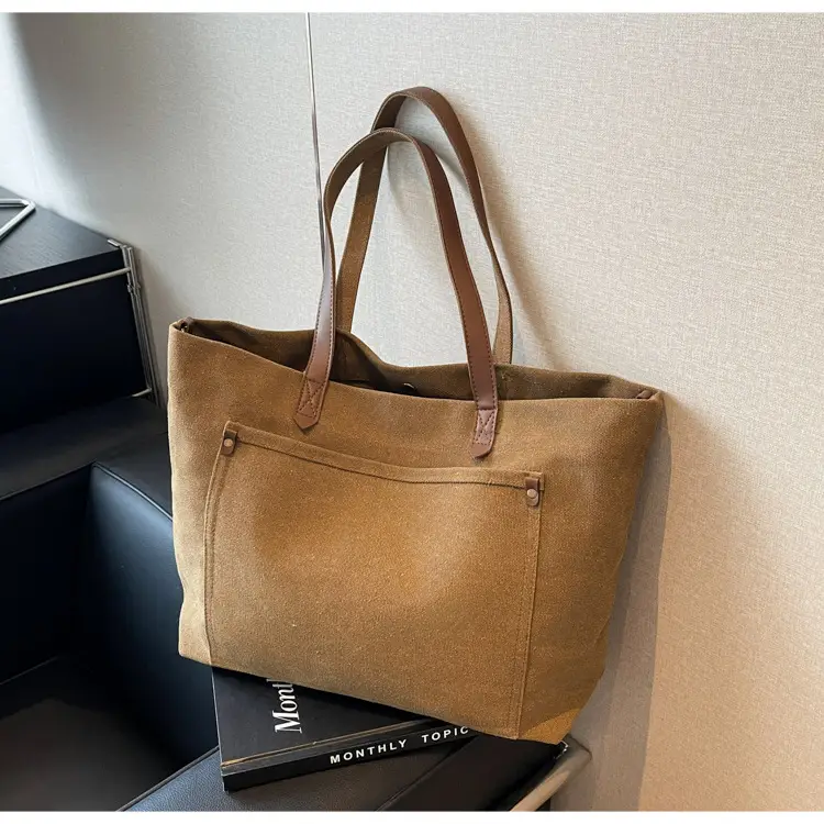 2026 Large Capacity Women's Canvas Tote Bag Brown — feature 39