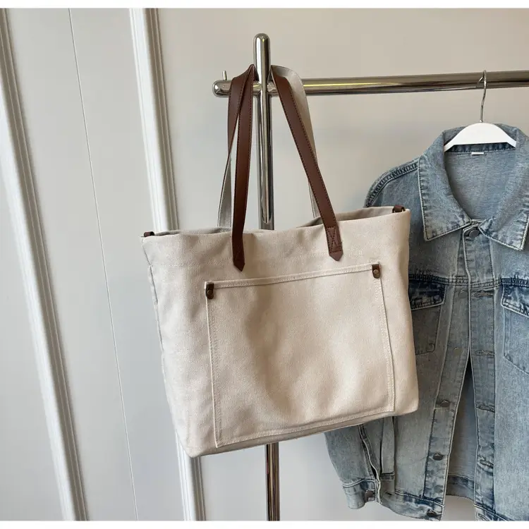 2026 Large Capacity Women's Canvas Tote Bag Brown — feature 43