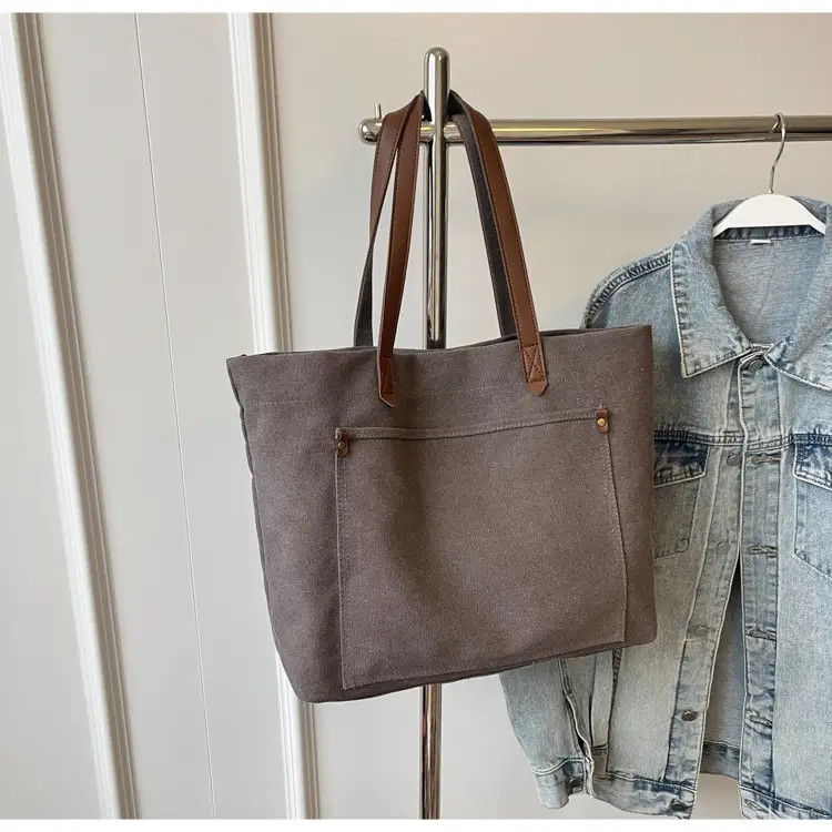2026 Large Capacity Women's Canvas Tote Bag Brown — feature 44