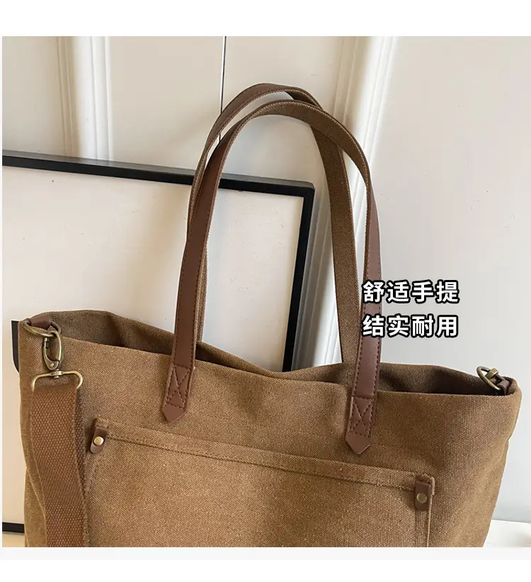 2026 Large Capacity Women's Canvas Tote Bag Brown — feature 5
