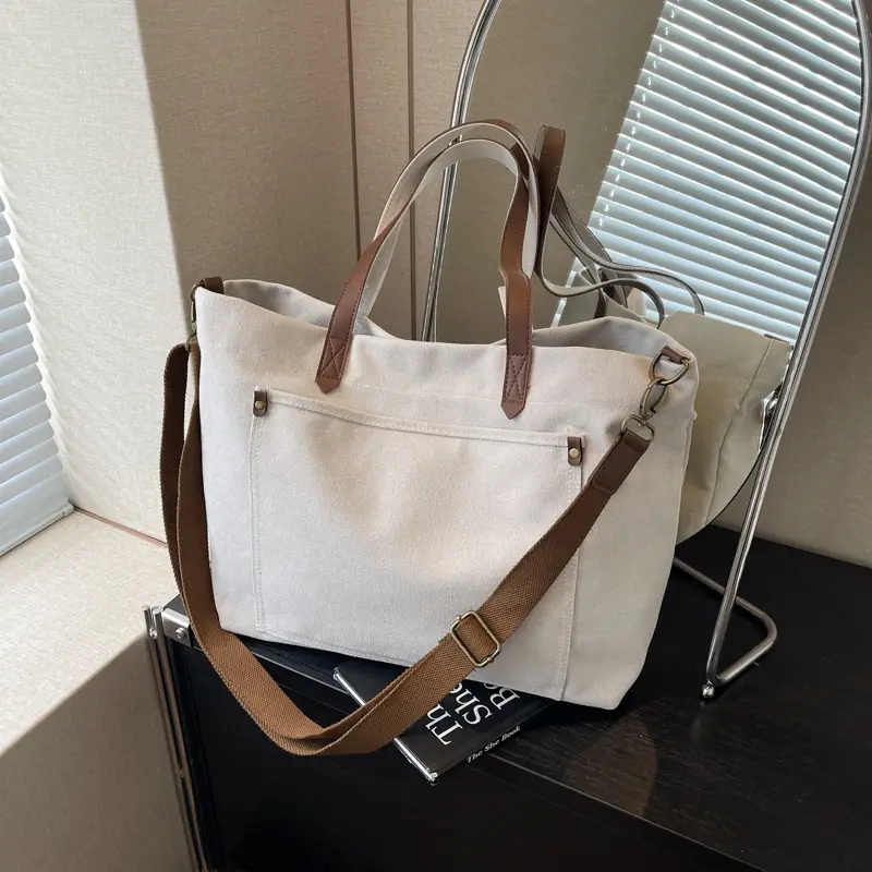 2026 Large Capacity Women's Canvas Tote Bag Brown