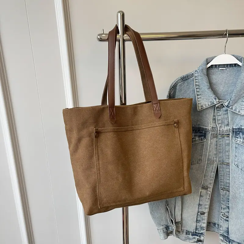 2026 Large Capacity Women's Canvas Tote Bag Brown