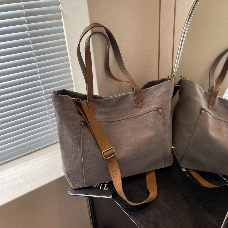 2026 Large Capacity Women's Canvas Tote Bag Brown