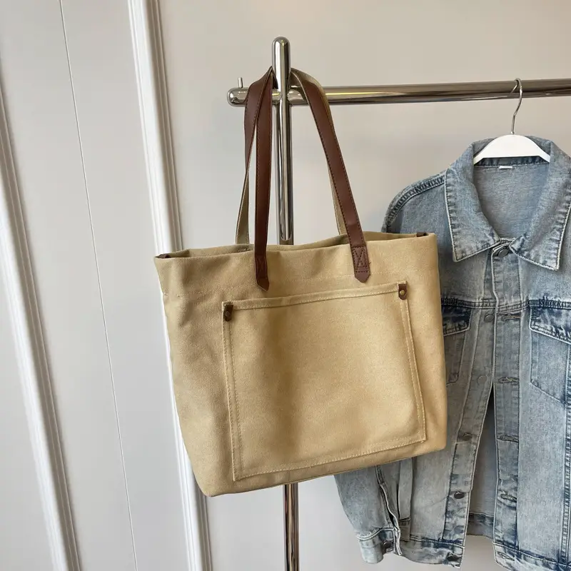 2026 Large Capacity Women's Canvas Tote Bag Brown