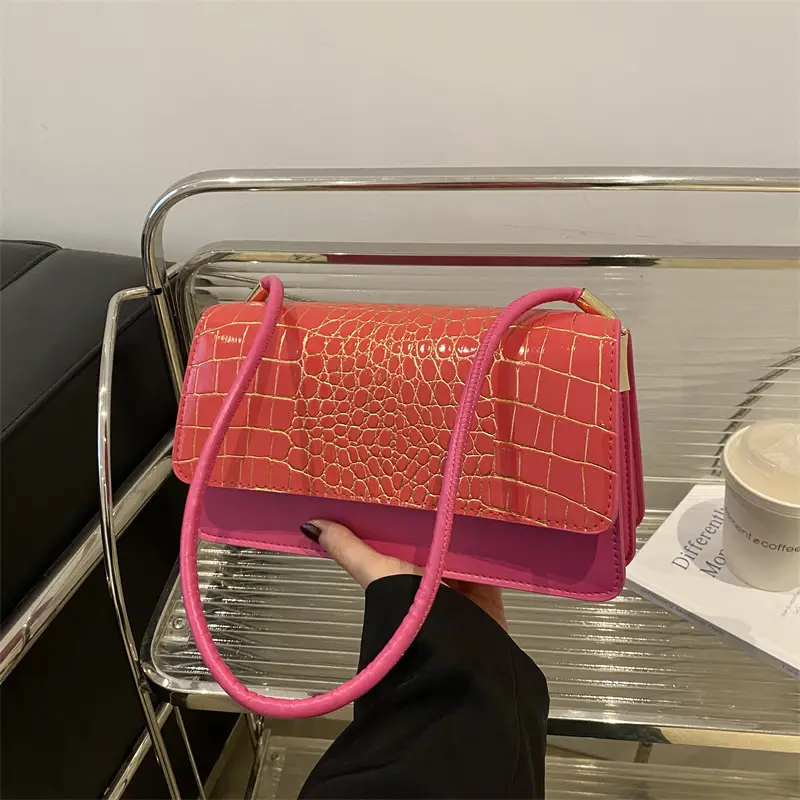 Elegant Croc Leather Handbag Set of 5 Colors - Image 8