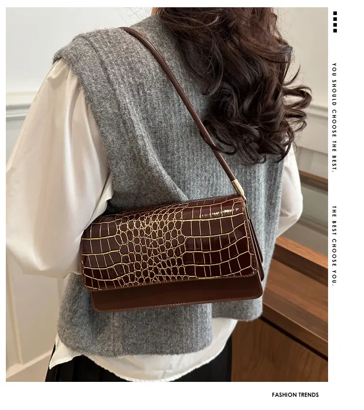 Elegant Croc Leather Handbag Set of 5 Colors — feature 1