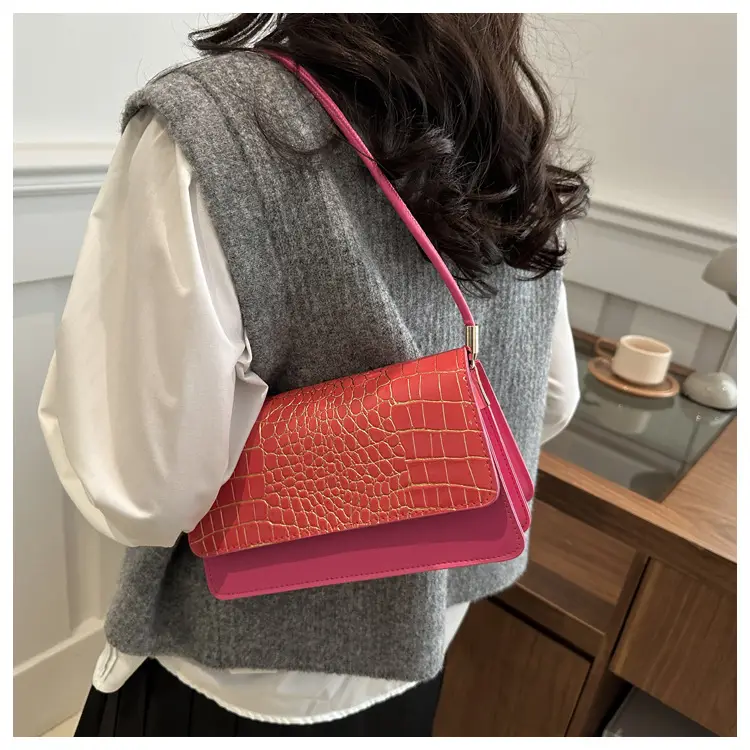 Elegant Croc Leather Handbag Set of 5 Colors — feature 14