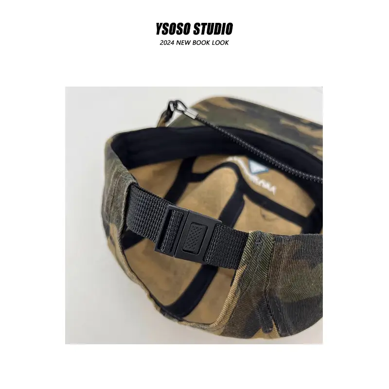Men's Drawstring Camo Baseball Cap Street Retro Flat Eave — feature 7