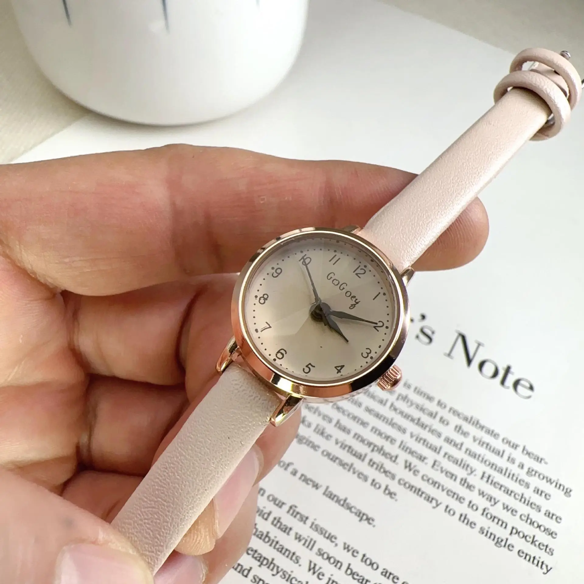 Women's Brown Leather Belt Watch Digital Quartz Casual Fashion