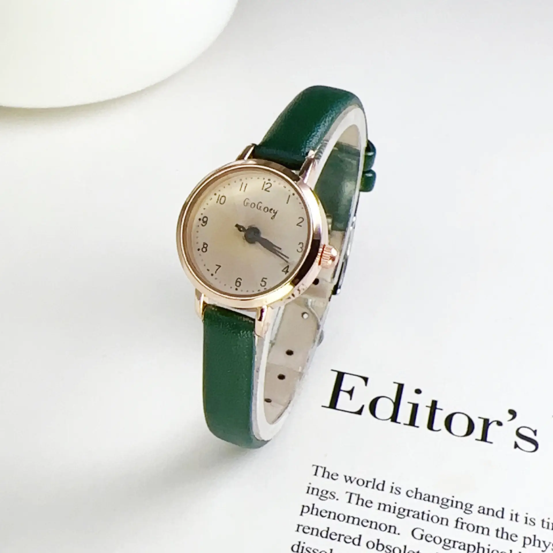 Women's Brown Leather Belt Watch Digital Quartz Casual Fashion
