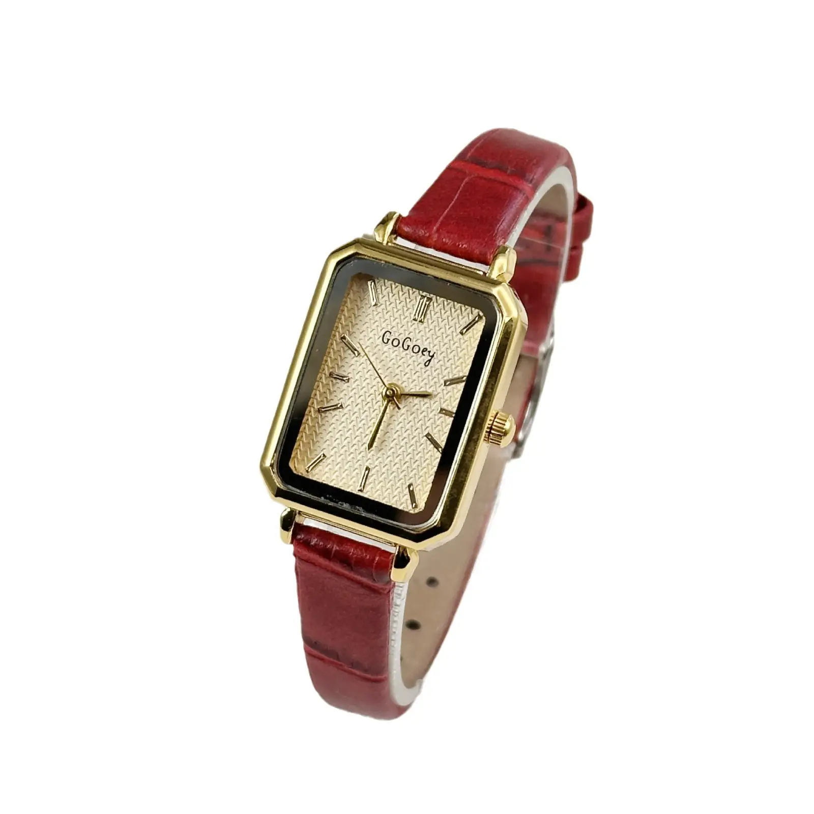 Women's Square Dial Watch with Red Leather Band - Image 9