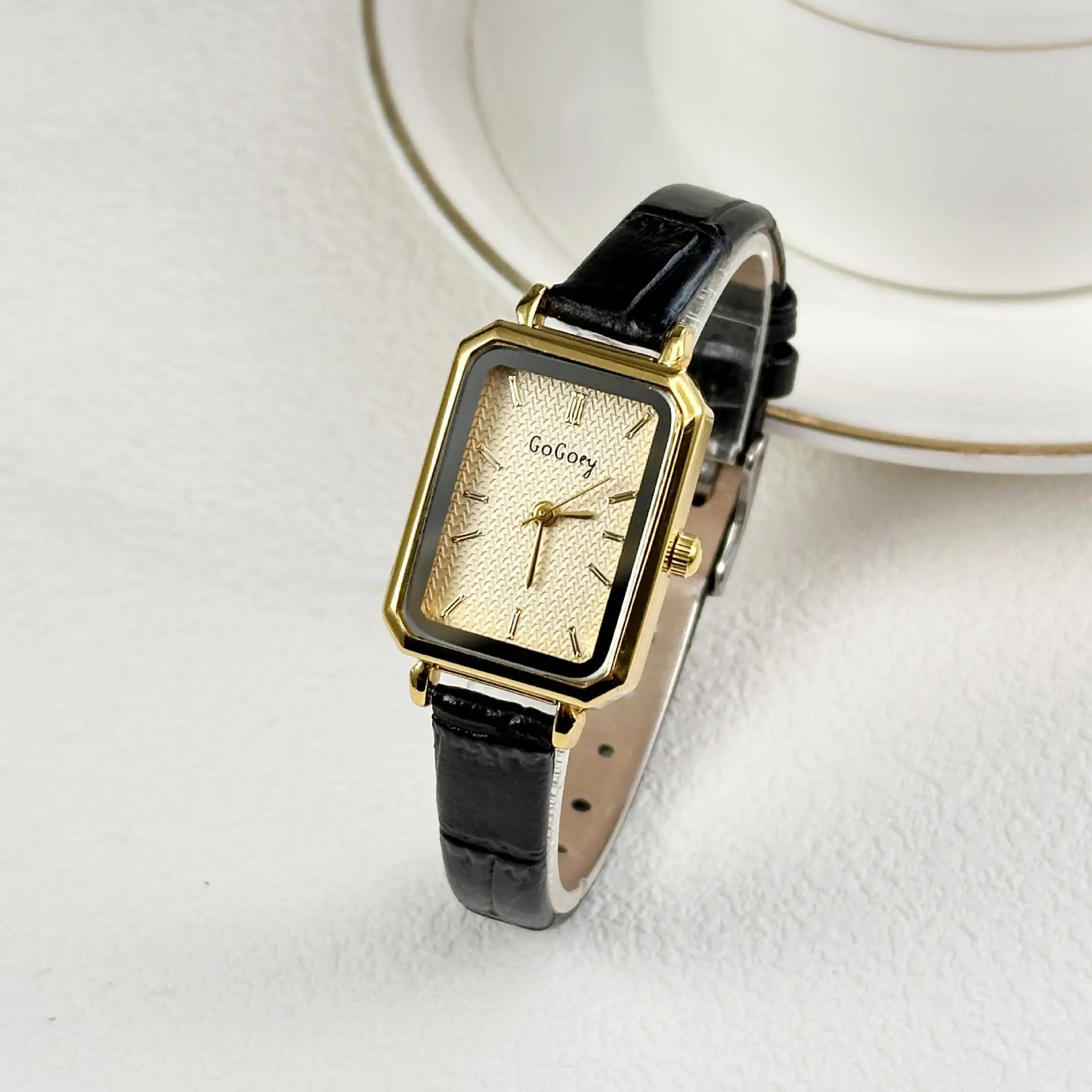 Women's Square Dial Watch with Red Leather Band - Image 3
