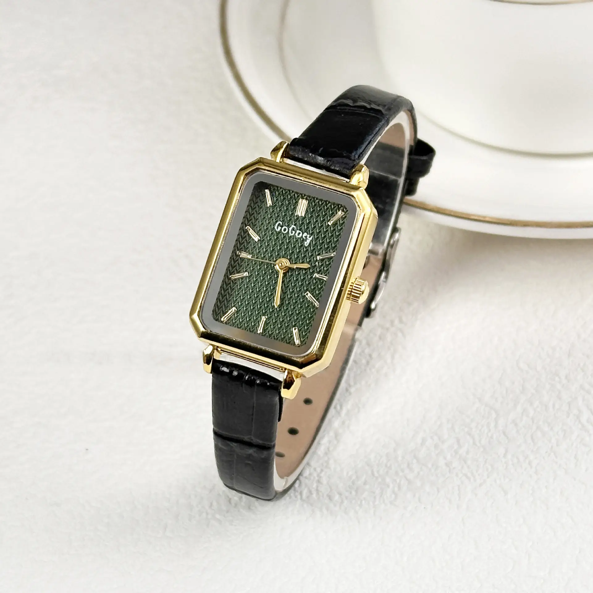 Women's Square Dial Watch with Red Leather Band - Image 4