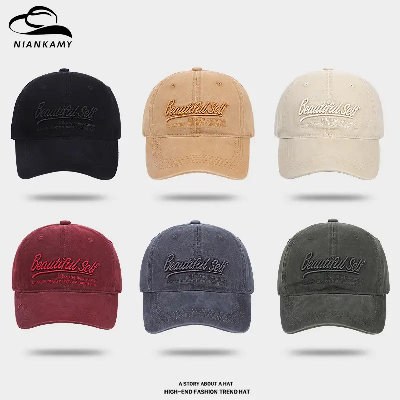 English Embroidered Baseball Cap Men Women Washable Cotton