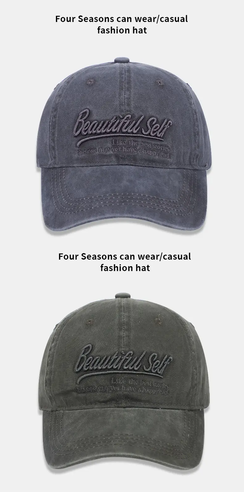 English Embroidered Baseball Cap Men Women Washable Cotton — feature 15