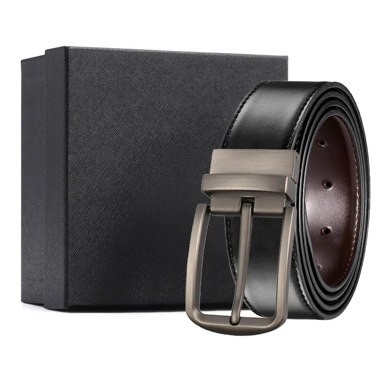 Men's Black Leather Belt with Zinc Buckle - Image 21