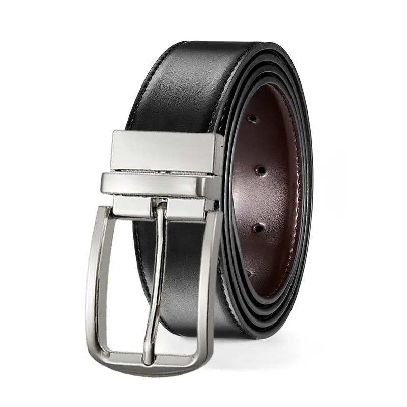 Men's Black Leather Belt with Zinc Buckle - Image 11