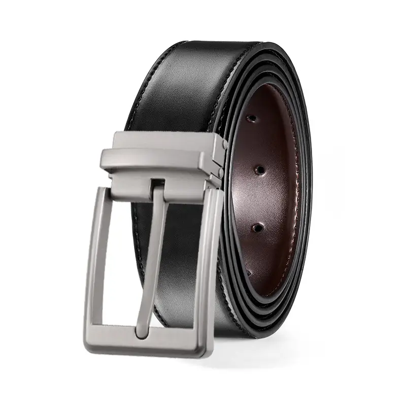 Men's Black Leather Belt with Zinc Buckle - Image 12