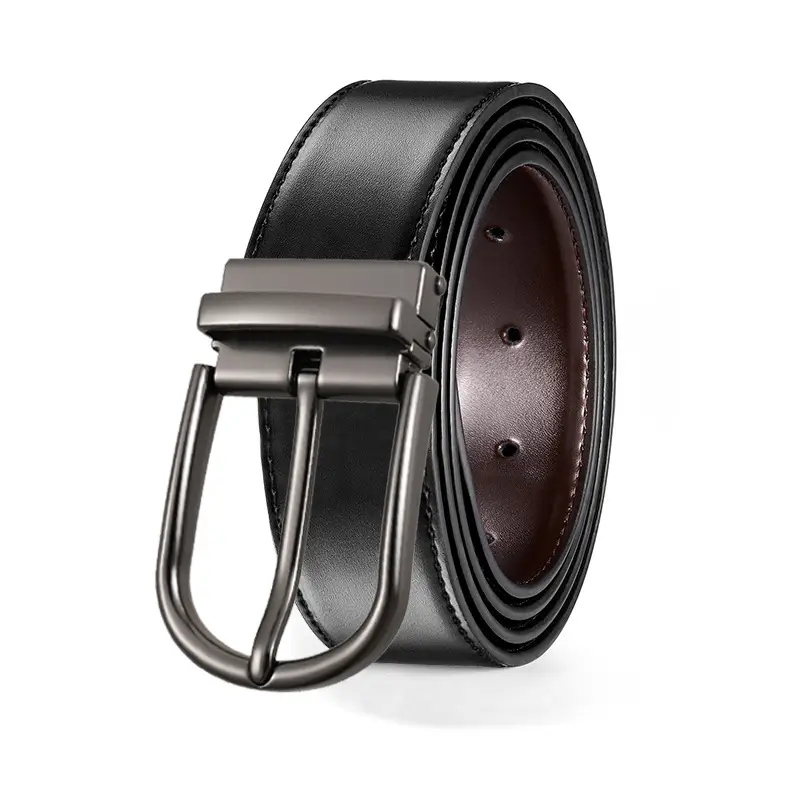 Men's Black Leather Belt with Zinc Buckle - Image 13