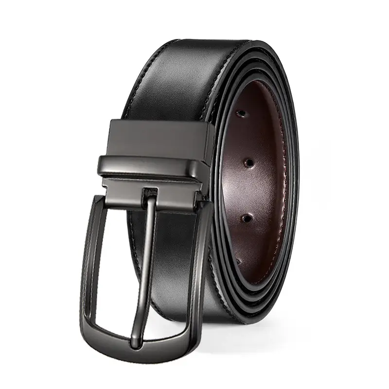Men's Black Leather Belt with Zinc Buckle - Image 14