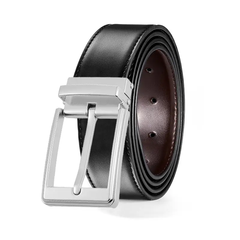 Men's Black Leather Belt with Zinc Buckle - Image 17