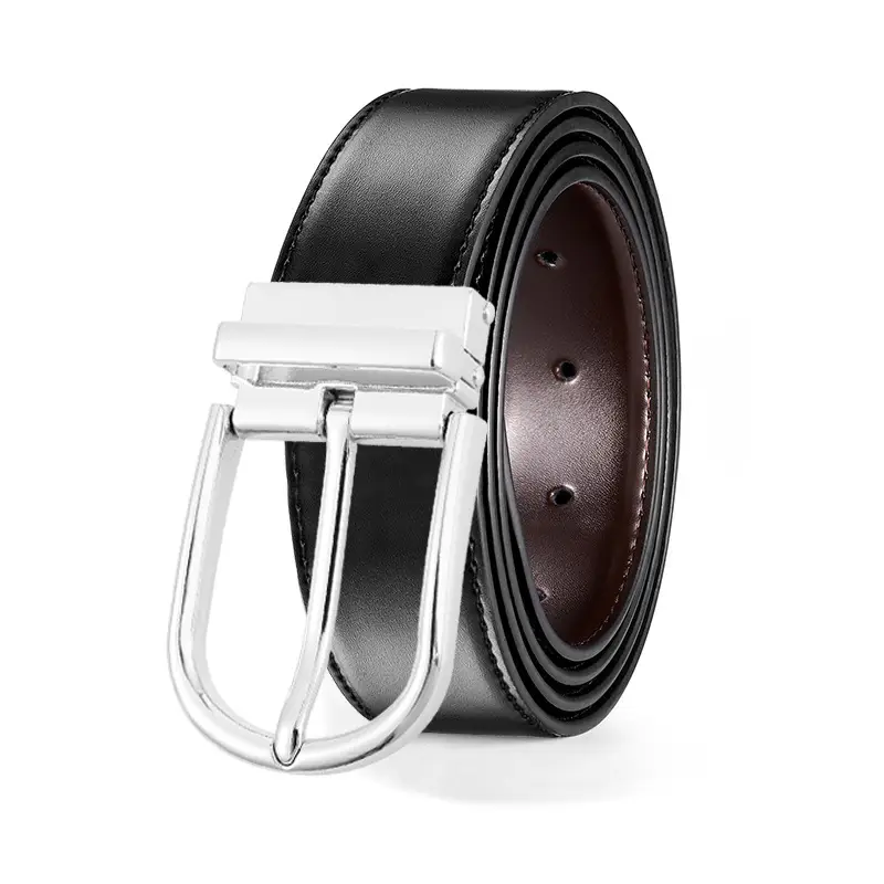 Men's Black Leather Belt with Zinc Buckle - Image 18
